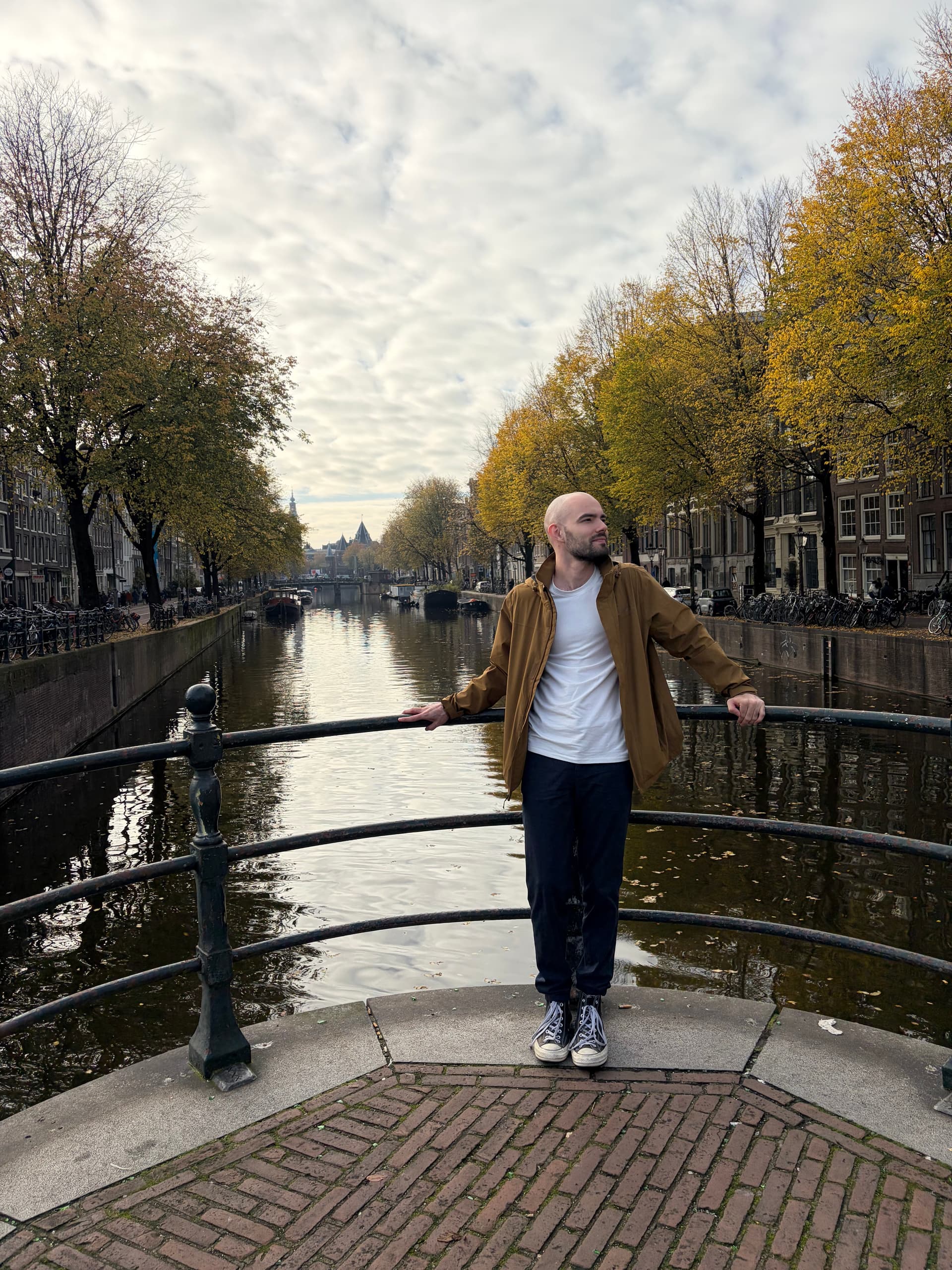 Hayden in Amsterdam by the canal